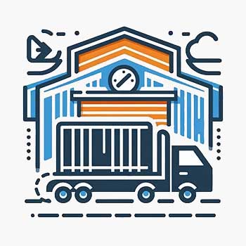 dall·e 2024 02 19 13.09.28 create an icon that represents the warehouse process of 'shipping' in a style consistent with the previously created icons. the icon should depict a t