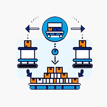 dall·e 2024 02 19 13.24.51 create an icon that represents the warehouse process of 'casing' in a style consistent with the previously created icons. the icon should depict goods