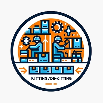 dall·e 2024 02 19 13.26.03 create an icon that represents the warehouse processes of 'kitting de kitting' in a style consistent with the previously created icons. the icon shoul