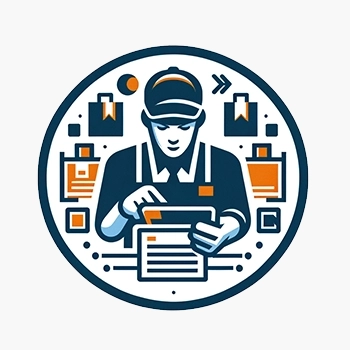 dall·e 2024 02 19 13.28.52 create an icon that represents the warehouse process of 'inventory tracking' in a style consistent with the previously created icons. the icon should