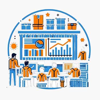 dall·e 2024 02 19 13.30.43 create an icon that represents the warehouse process of 'reporting and analytics' in a style consistent with the previously created icons. the icon sh